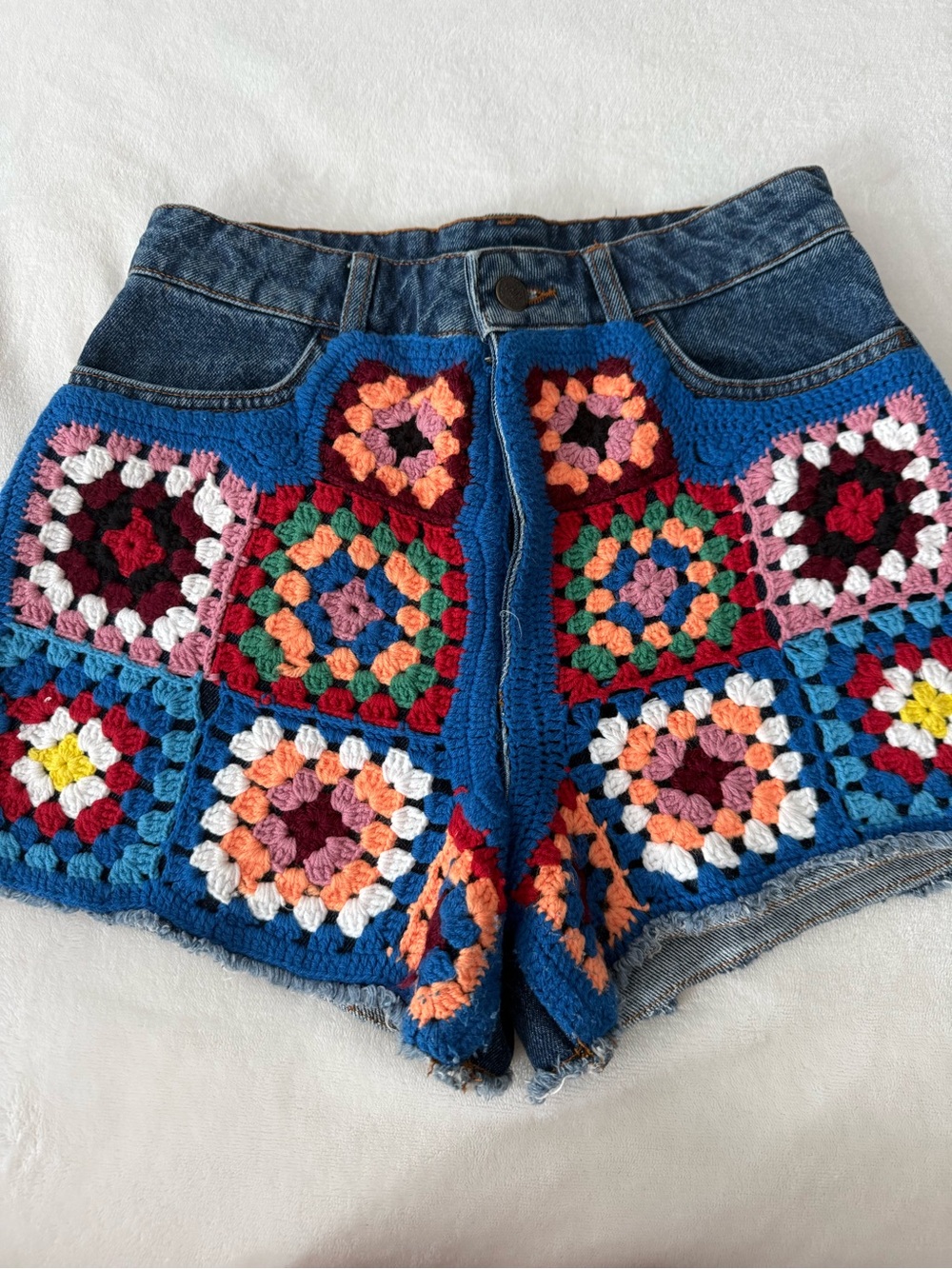 Farm Rio Ultra High-Rise Crochet Denim Shorts Size 27 D97